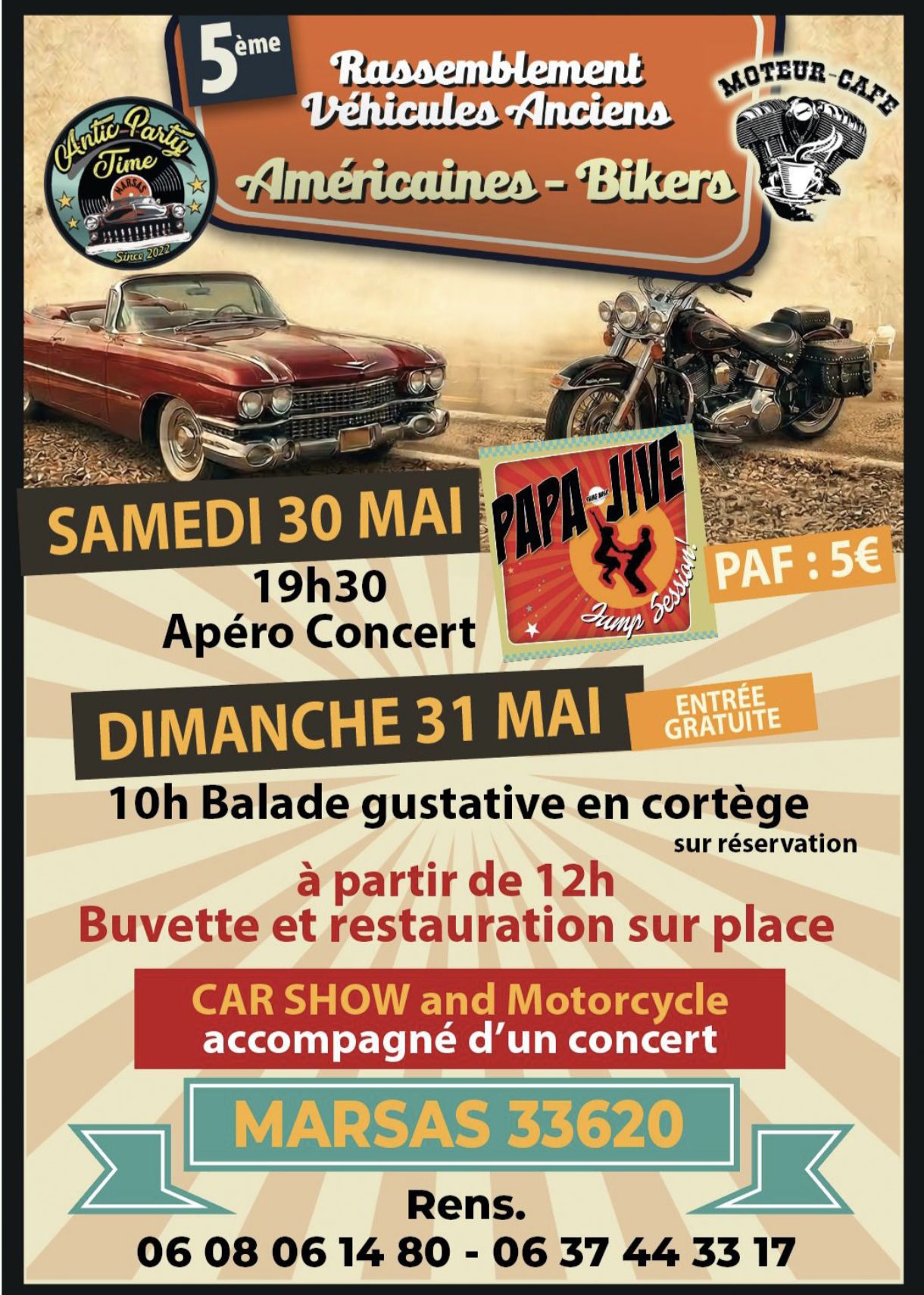 5ème Rassemblement de Véhicules Anciens, Voitures Américaines & Motos – Marsas 33620
